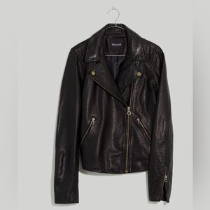 Washed Leather Motorcycle Jacket: Brass Hardware Edition